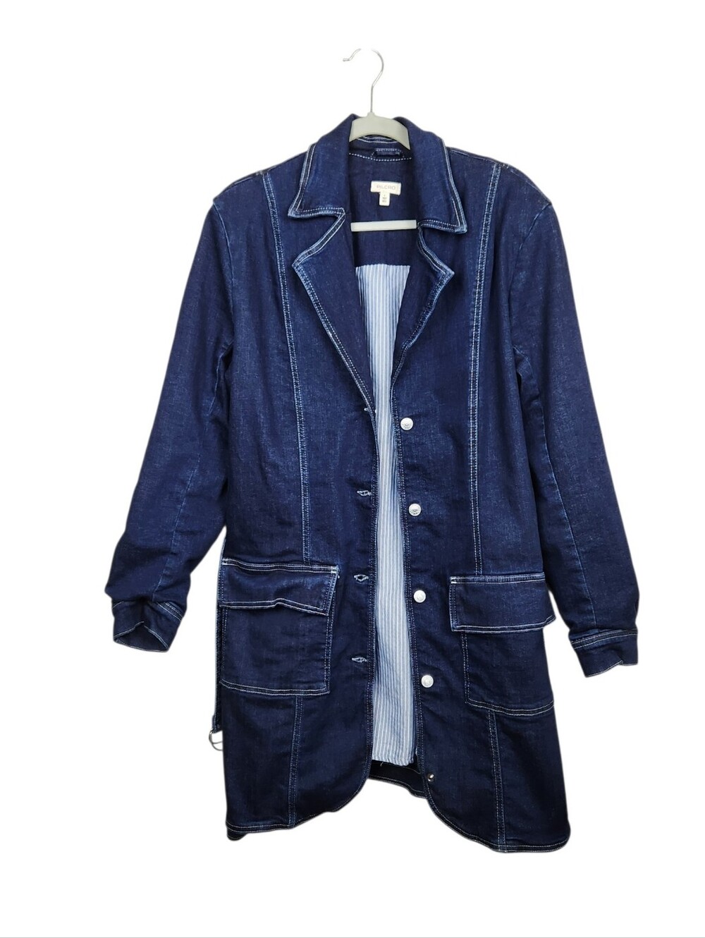Pilcro Belted Denim Blazer Dress Anthropologie Anthro Blue Jean Womens Size L - Picture 8 of 15